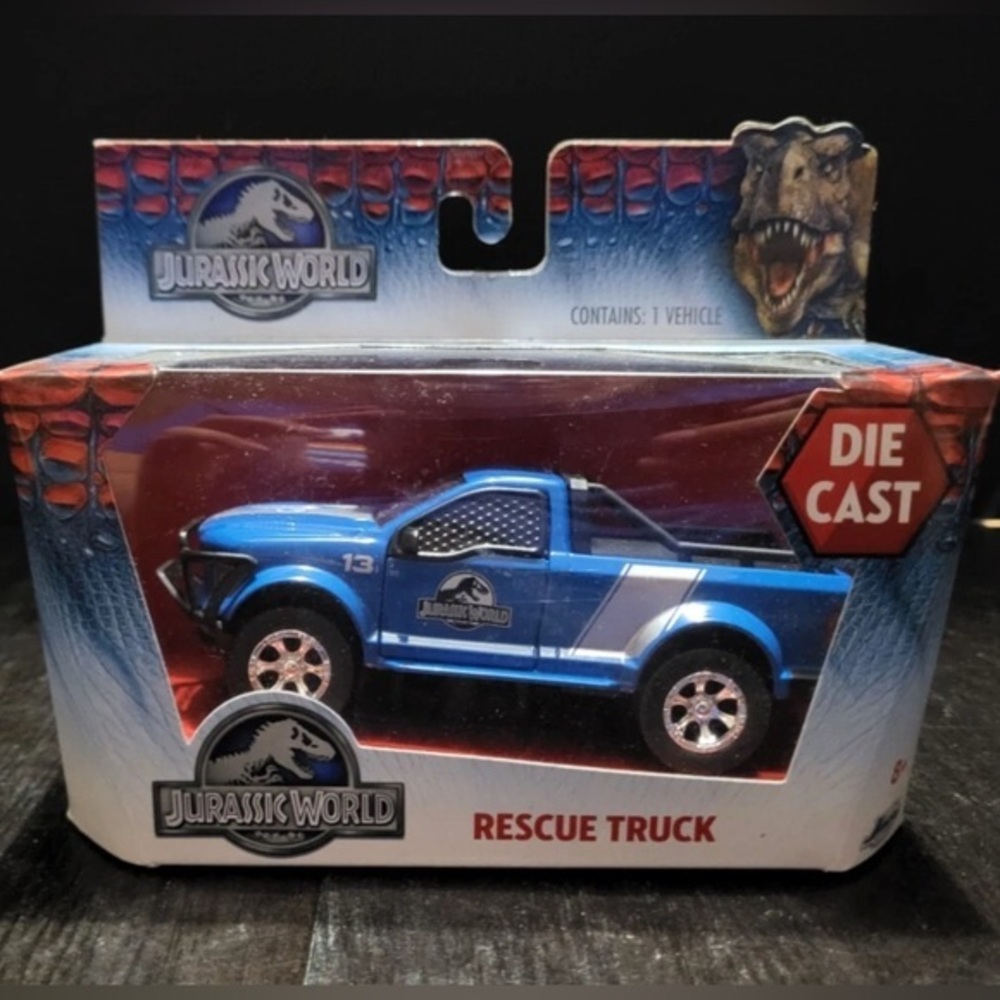 Jada Toys Jurassic World Series Rescue Truck - 2015 Blue 1:43
